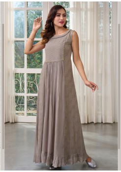 Dusty Pink Chinnon Designer Gown 